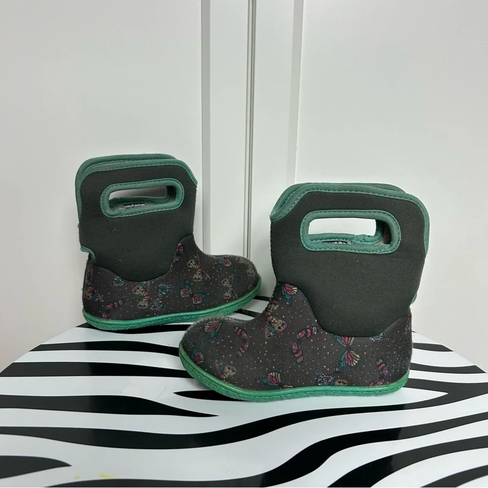 Bogs baby butterfly grey green water boots insulated